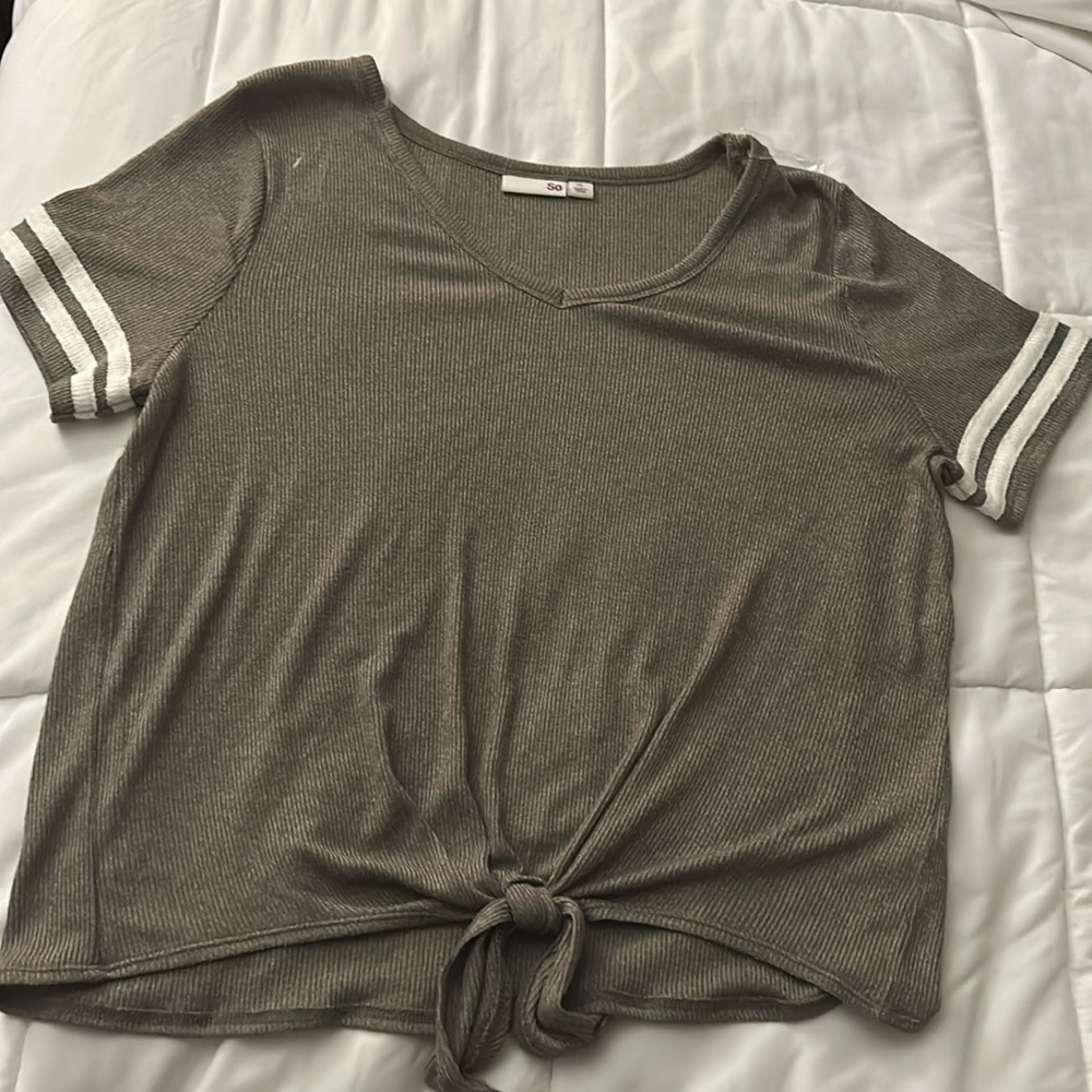 Soft v-neck top - gray-geeen